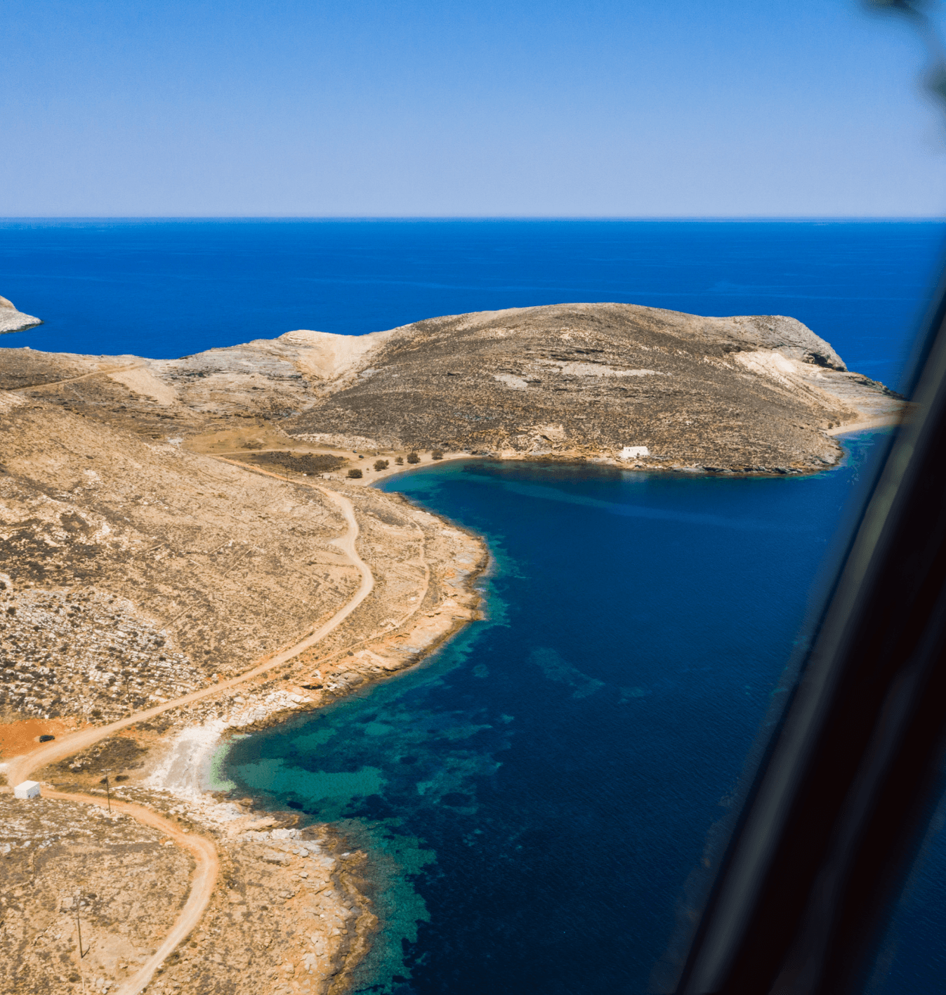 island coastline seen from a charter flight